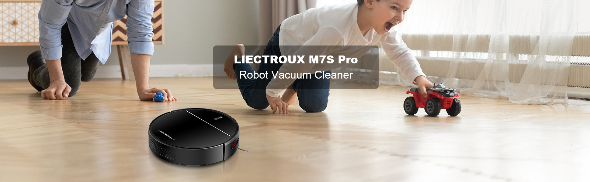 Liectroux M7S Pro Hybrid Robot Vacuum Cleaner, Smart Dynamic Navigation,  Suction 4000Pa, Great for dog or cat's fur. Sweep and Scrub, Wi-Fi, Silent,  Auto-recharge,Work with Alexa & Google Assistant 