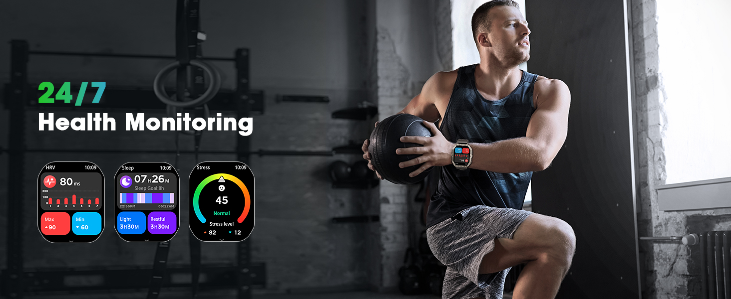 Military Smart Watch Built-in GPS, Bluetooth Calling, for iPhone & Android Phones