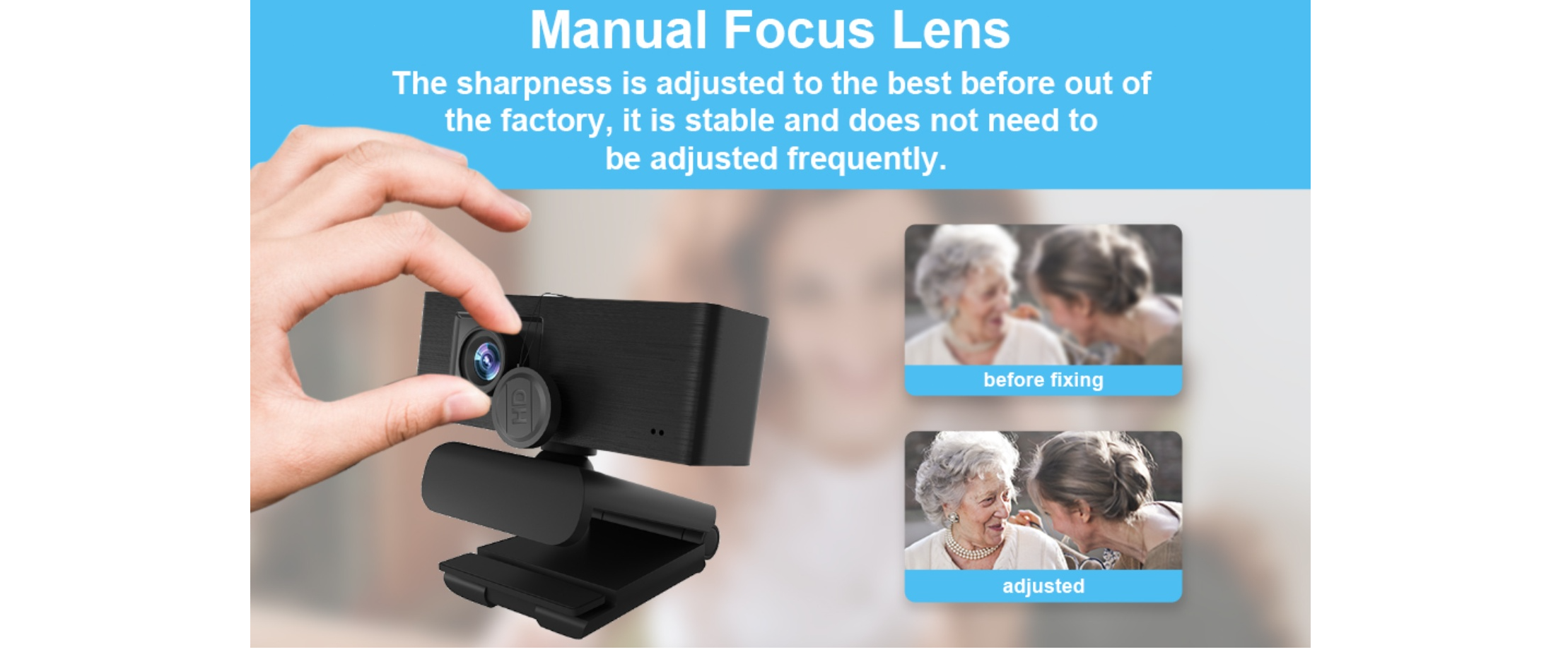 EACH webcam, manual focus lens, before after focus comparison