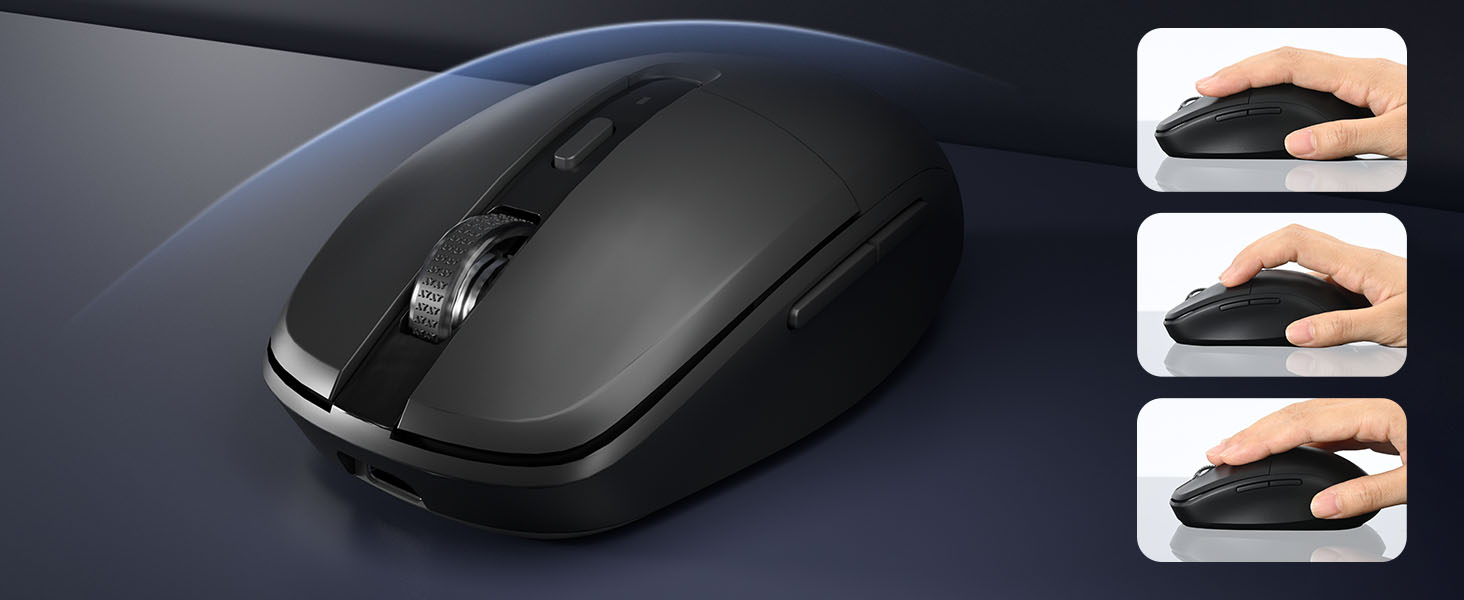 Type C Rechargeable Wireless Mouse, 2.4G USB C RGB Lighting Computer Mice Silent Click, Ergonomic De