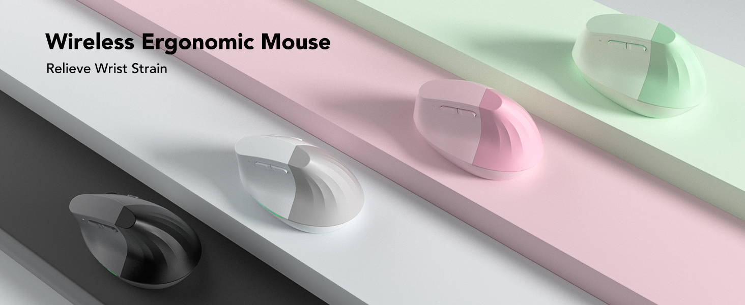 Wireless Mouse Ergonomic Vertical Mouse, Ergo Design, Bluetooth Cordless Mouse, Silent Click Mice, 5