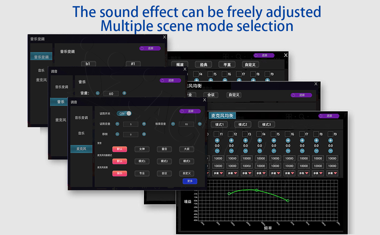 The sound effect can be freely adjusted Multiple scene mode selection