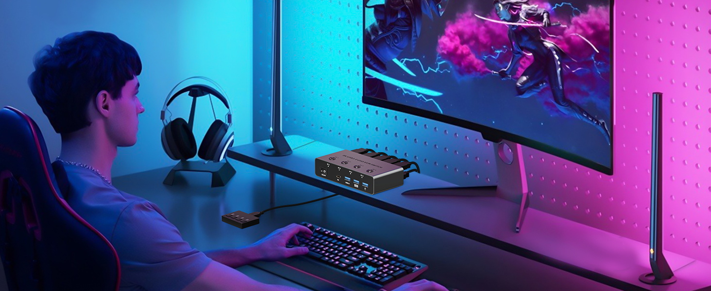 USB 3.0 HDMI KVM Switch 4 Computers 1 Monitor, 8K@60Hz HDMI KVM Switches