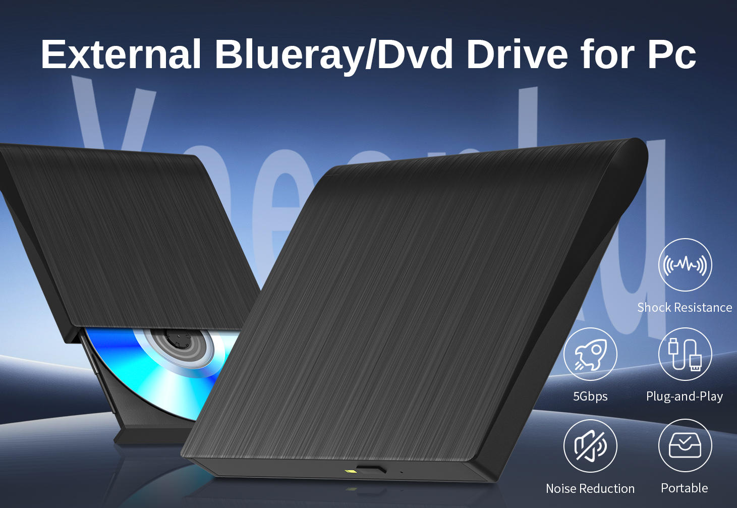 External Bluray Drive DVD Burner, 5Gbps External Blueray/DVD Drive for PC , 3D External Blu Ray CD D