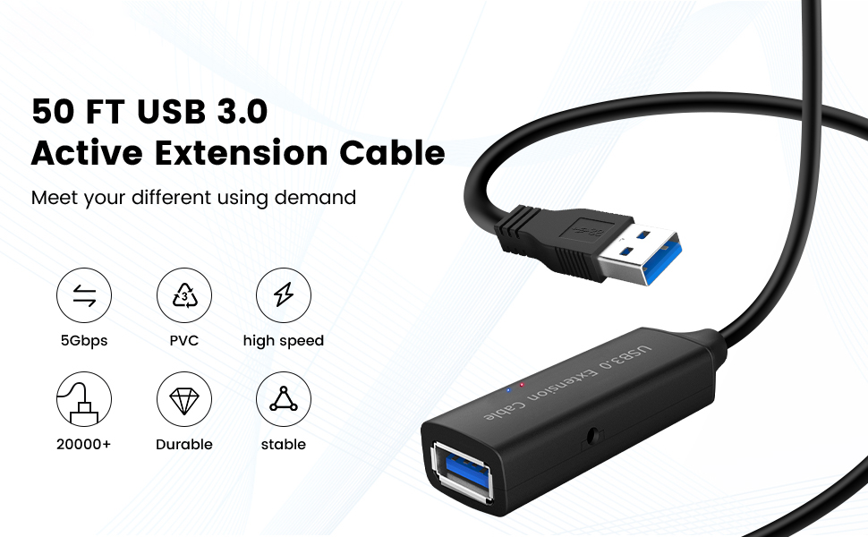 50FT USB 3.0 Extension Cable