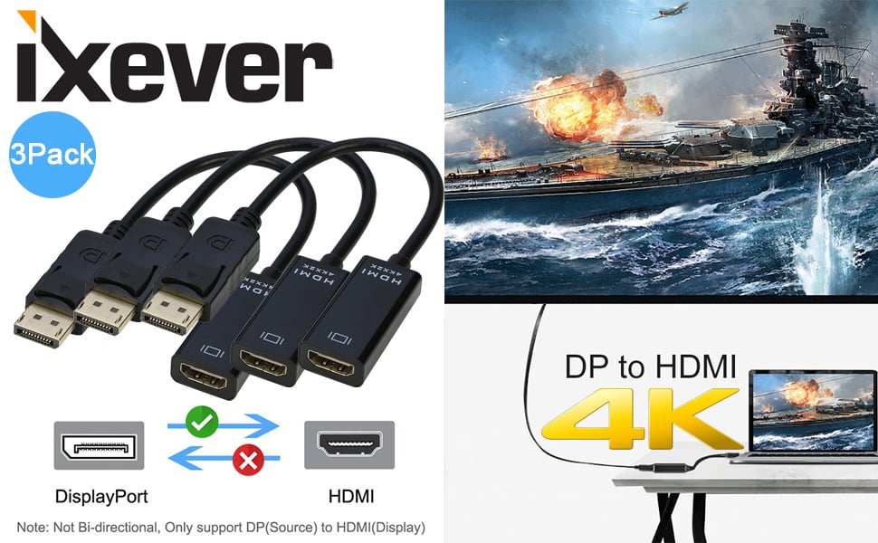 iXever DP DisplayPort to HDMI Adapter 4K