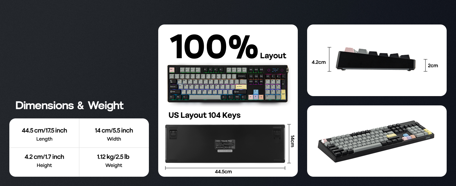 EPOMAKER TH108 PRO Full Size Mechanical Keyboard Full Size