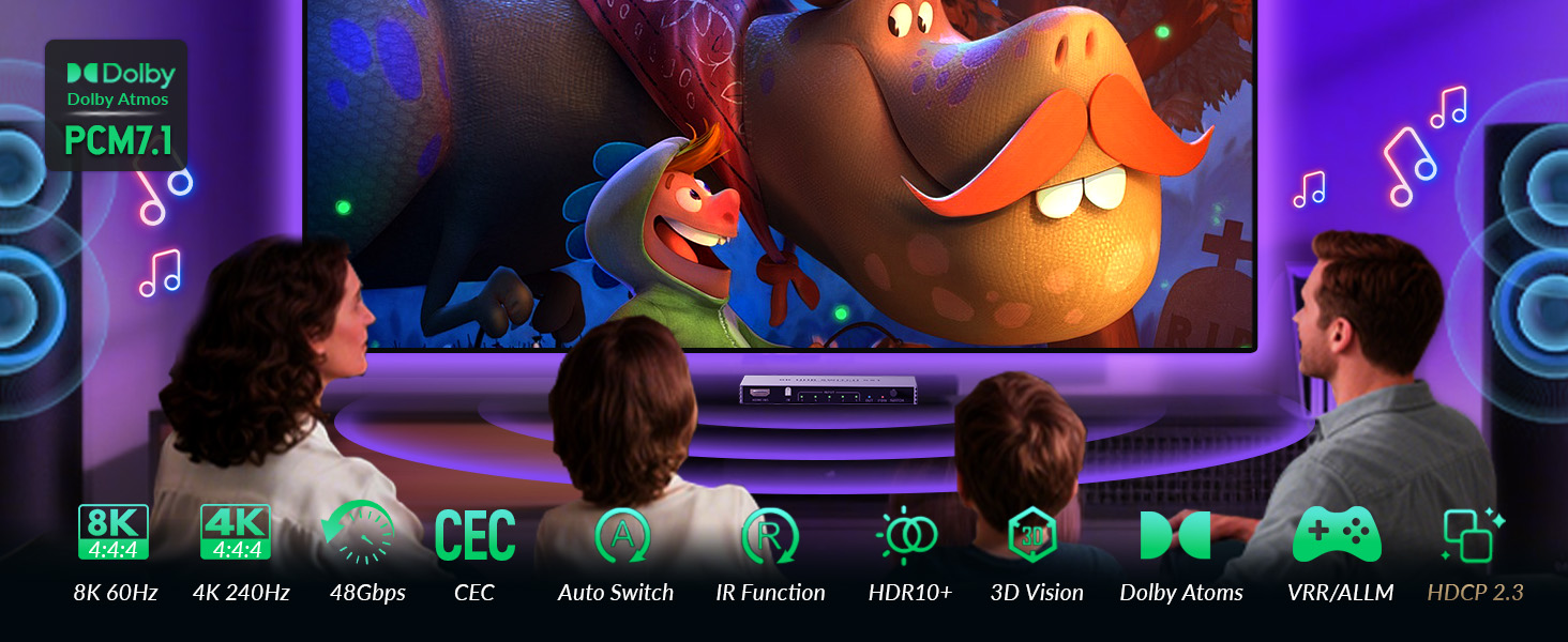 Upgrade your entertainment & professional setup with 8K HDMI Switch 5 in 1 Out