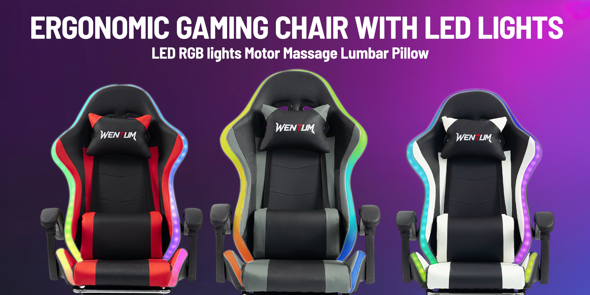 ERGONOMIC GAMING CHAIR WITH LED LIGHTS