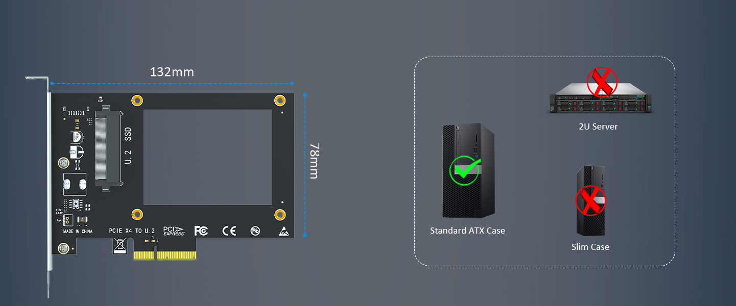 U.2 to PCIe 4.0 X4 Adapter