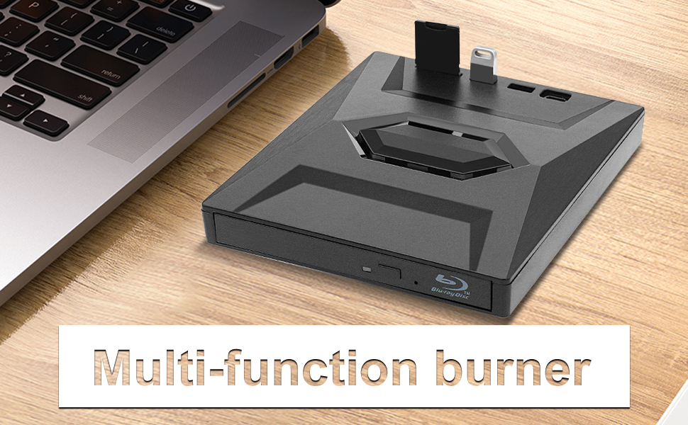 External Blu Ray Drive, [5 in 1] Portable Bluray Player Writer Reader, CD Burner with USB 3.0 2.0 Ty