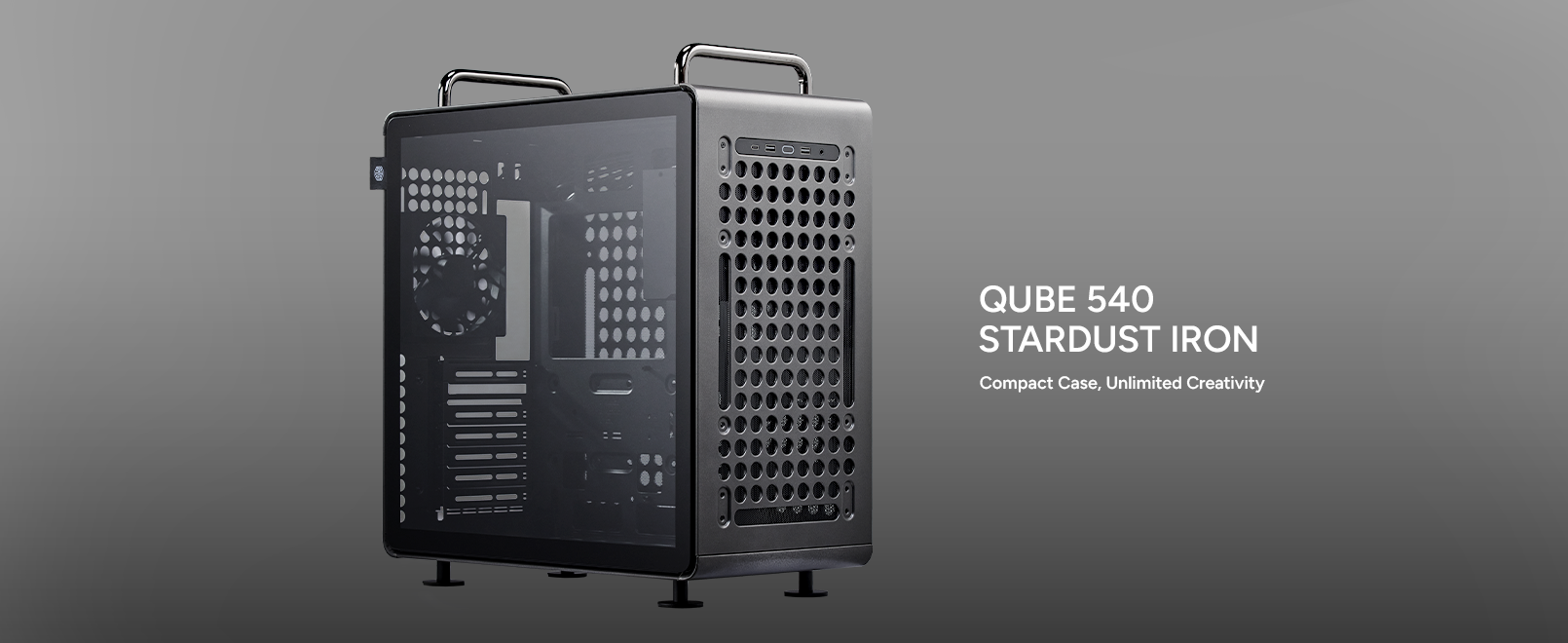 Cooler Master QUBE 540 Stardust Iron ATX Mid-Tower PC Case 