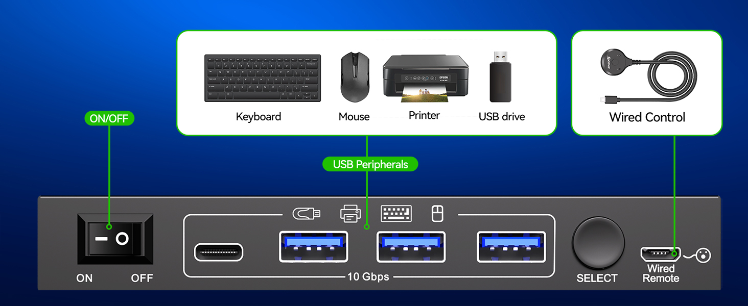 Simply connect to the KVM with a USB-C cable and plug the laptop's power adapter into the "PD" port.