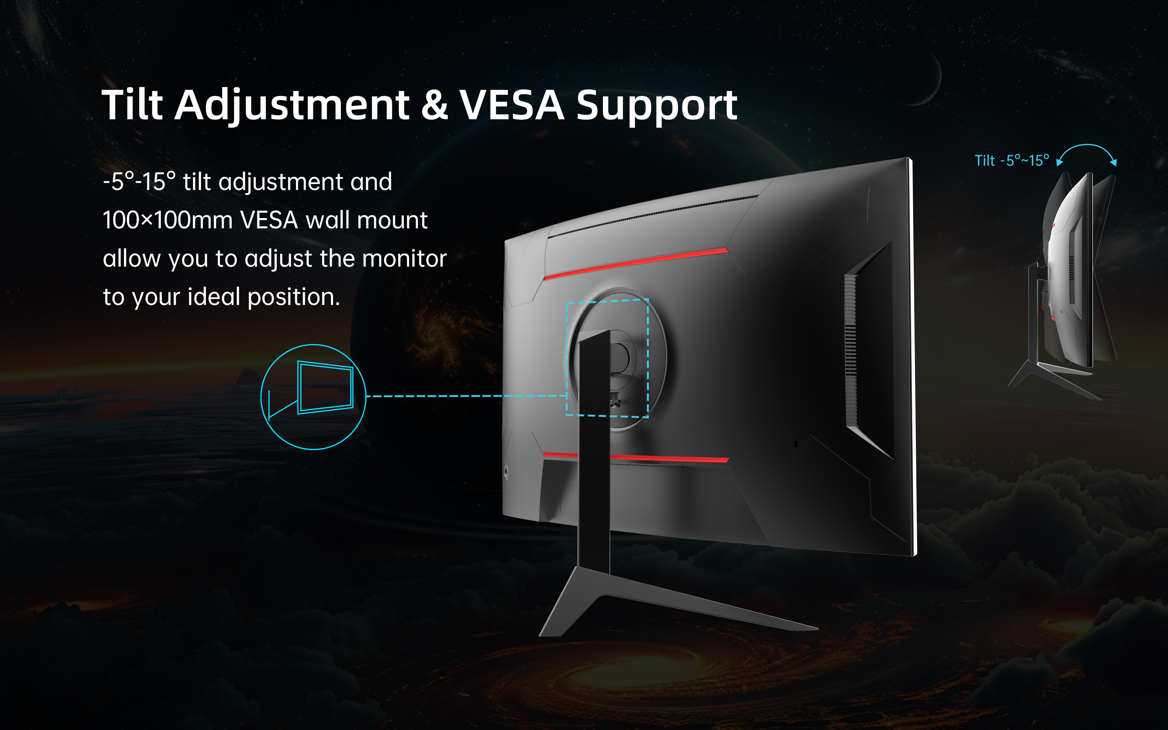 Tilt Adjustment & VESA Support