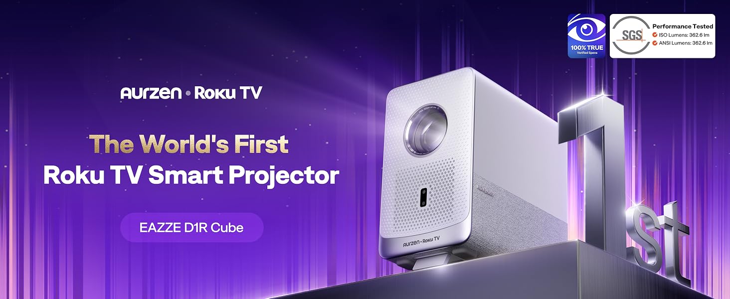 Aurzen EAZZE D1R Cube Roku TV Smart Projector