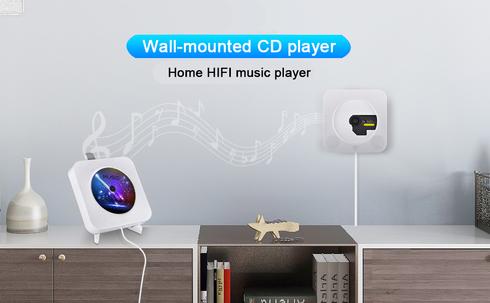 AONCO Portable CD Player, Bluetooth Wall Mountable CD Music Player 