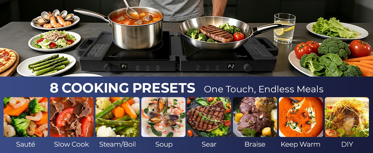 Rosewill RHAI-25002BK Foldable Dual Induction Cooktop Burner