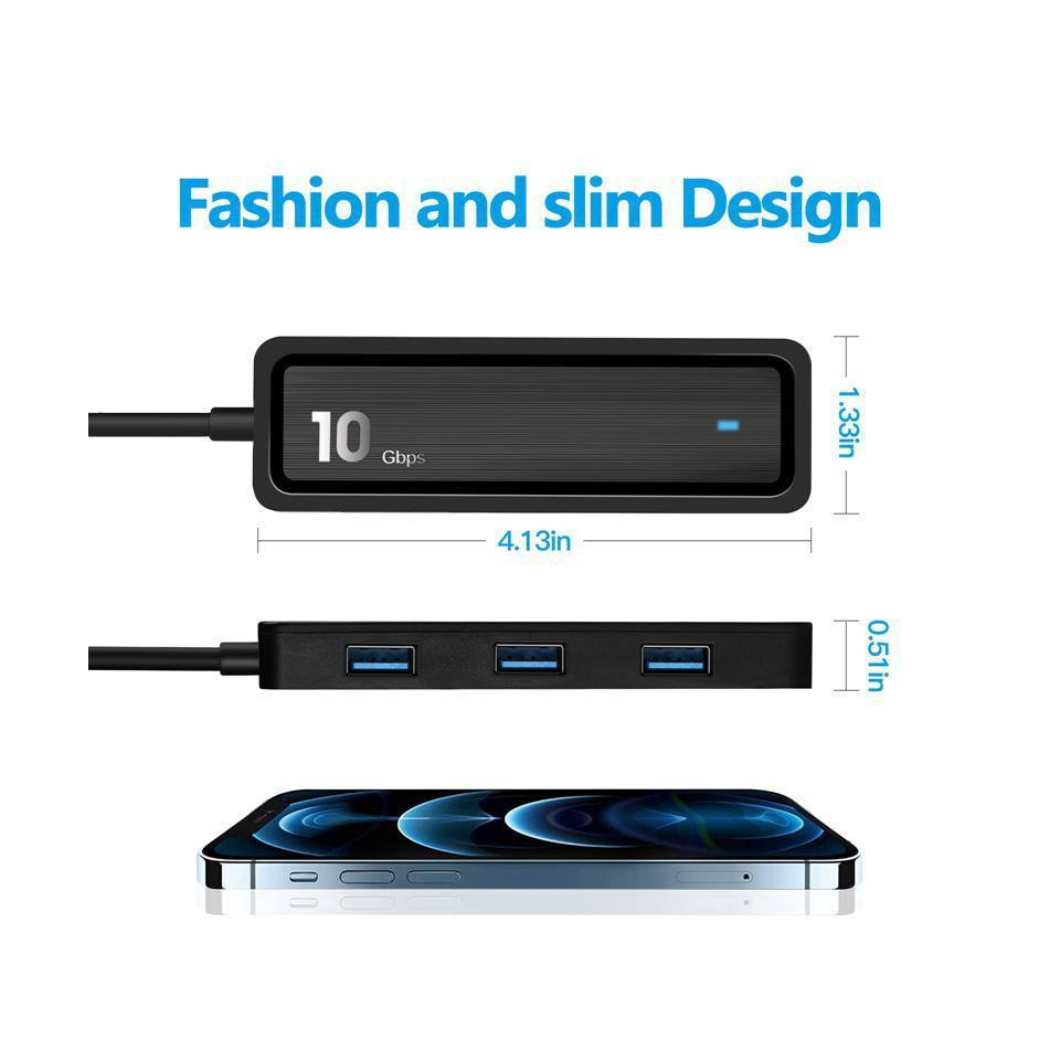 4 Ports USB 3.1 Gen 2 Hub, 10Gbps SuperSpeed USB 3.1 Splitter, 6 In 1 Video File SD/TF Card Reader