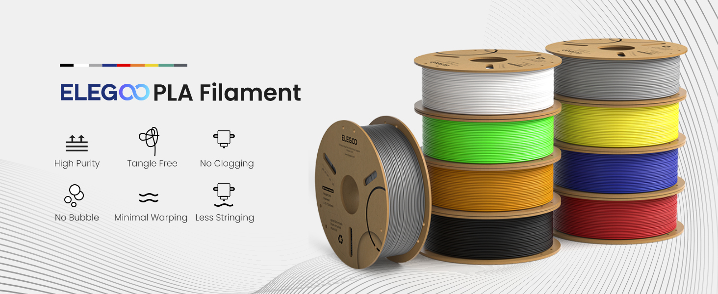 ELEGOO PLA Filament 1.75mm 3D Printer Filament, Dimensional Accuracy +/-  0.02 mm, Compatible with Most FDM Printer, Grey 1kg 
