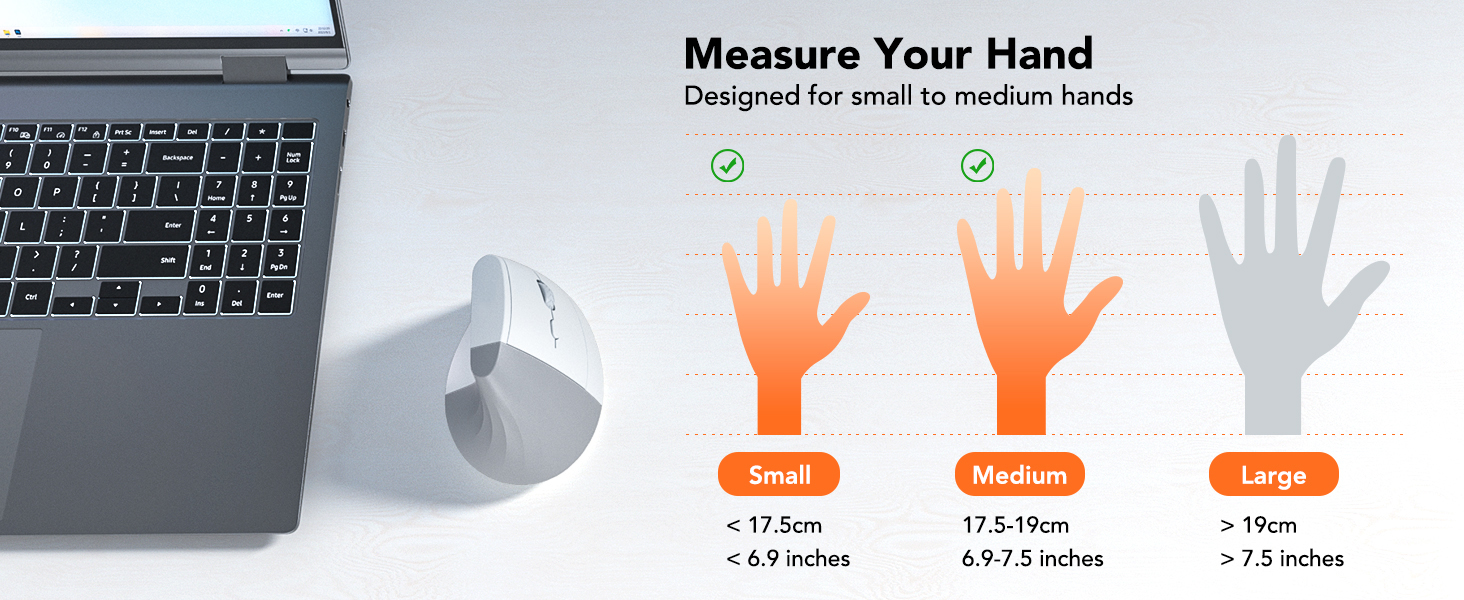 Wireless Mouse Ergonomic Vertical Mouse, Ergo Design, Bluetooth Cordless Mouse, Silent Click Mice