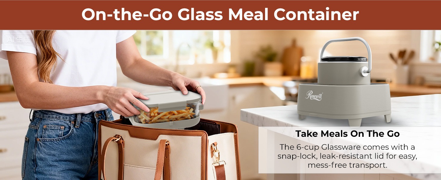  Rosewill 8-in-1 Portable Glass Air Fryer - White