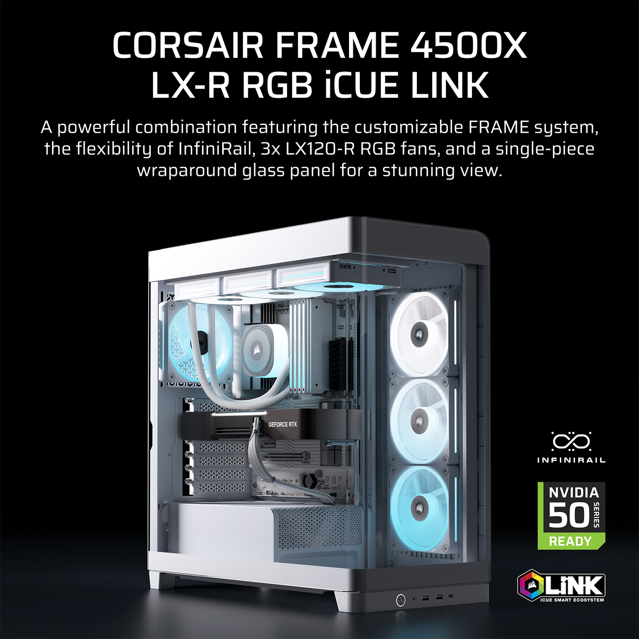 CORSAIR FRAME 4500X LX-R RGB LINK Panoramic Glass Mid-Tower PC Case – White