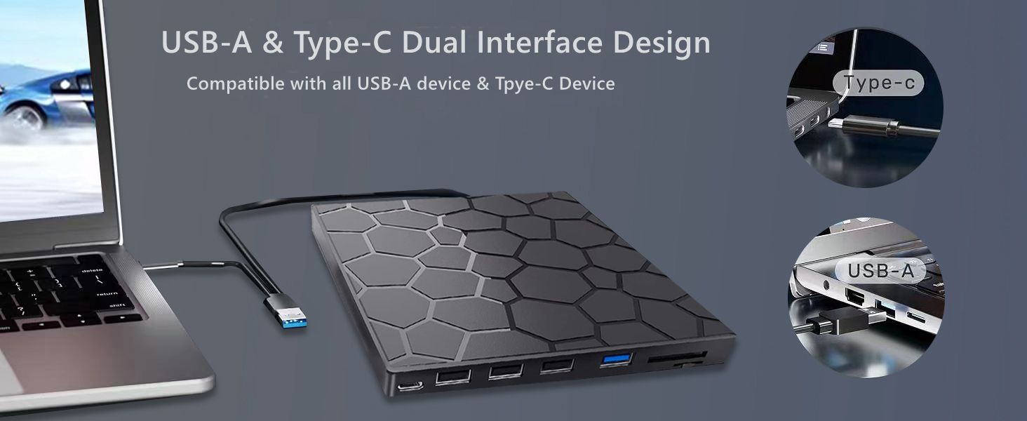 Our external drive can not only burn and read CD DVD, but also can be used as a external laptop usb