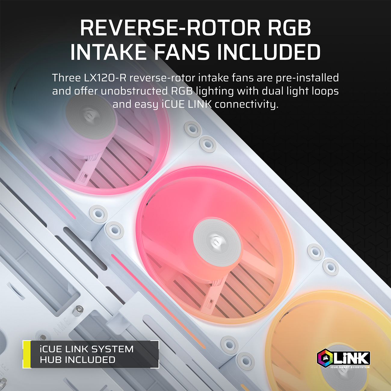 CORSAIR FRAME 4500X LX-R RGB LINK Panoramic Glass Mid-Tower PC Case – White