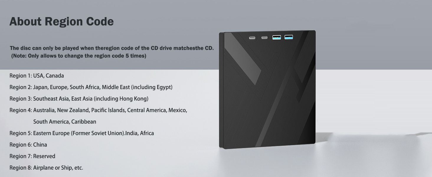 7 in 1 External Blu Ray Drive, USB 3.0 & Type C External Blueray/DVD Drive for PC with SD/TF Port Bl