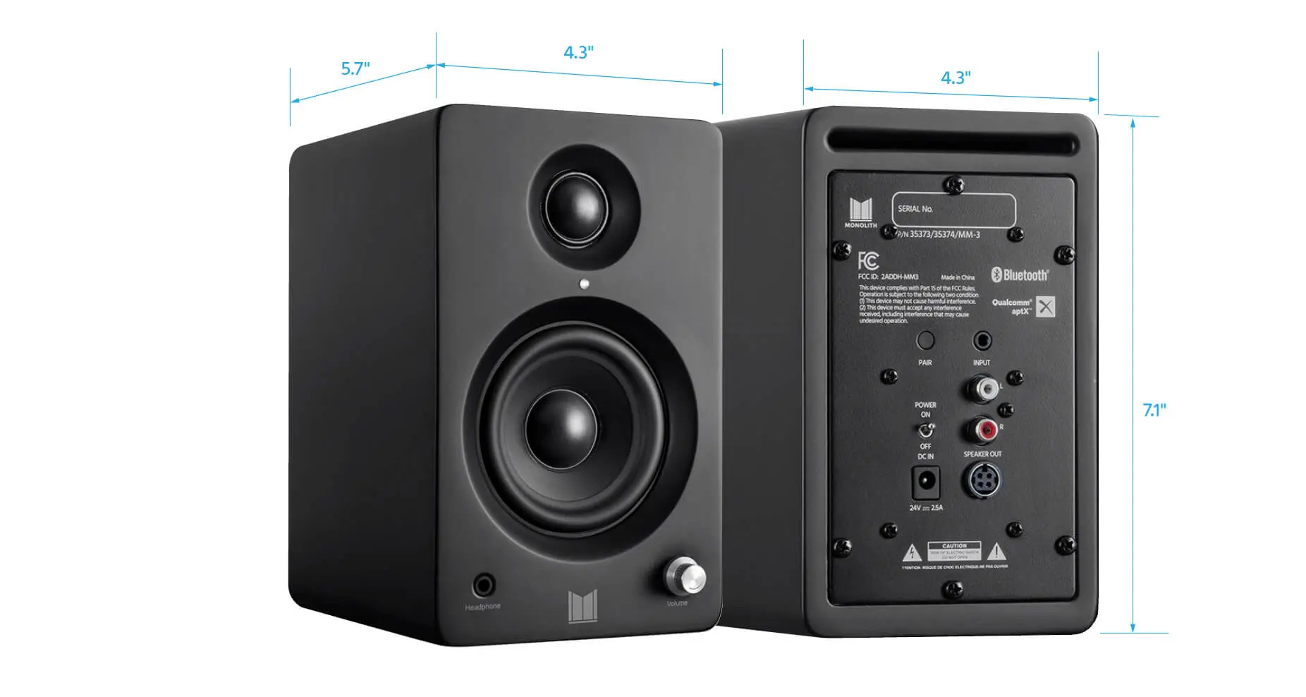 Powered Multimedia Speakers with Bluetooth with Qualcomm aptX Audio (Pair)