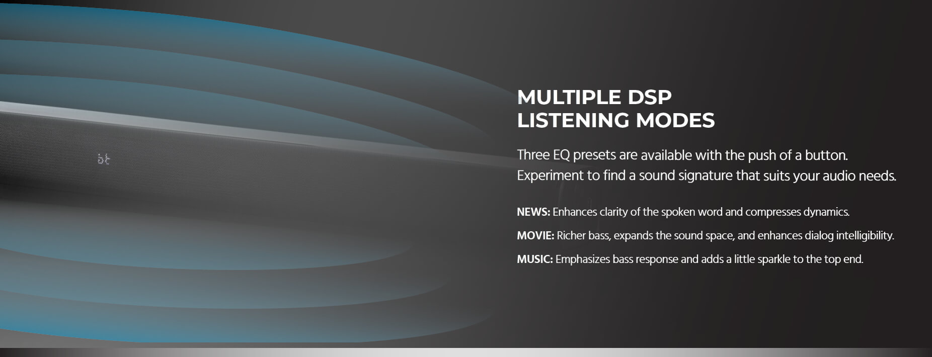 SB-100 2.1-ch 36in Soundbar with Built-In Subwoofer, Bluetooth, Optical Input, and Remote Control