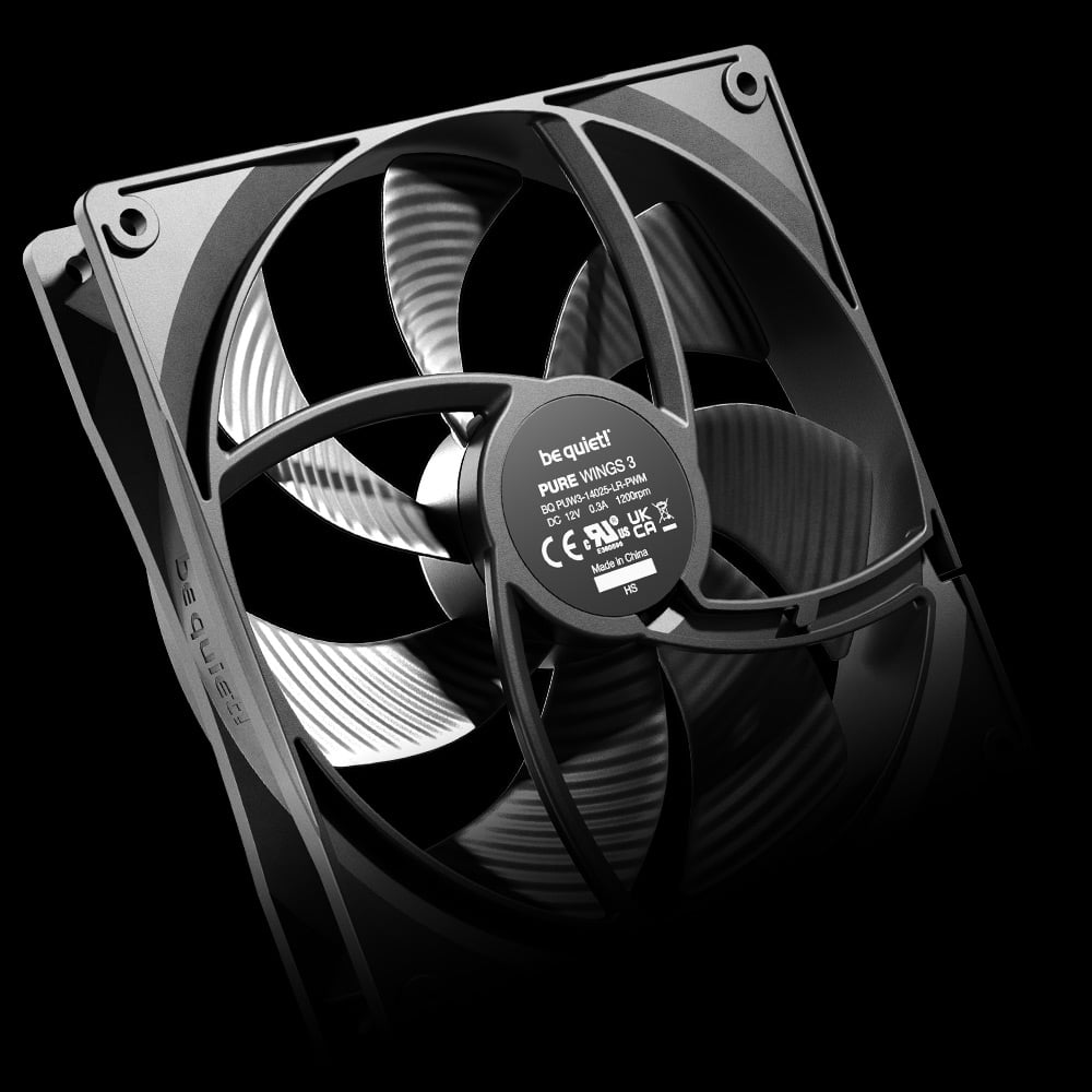 Pure Wings 3, 140mm PWM High Speed Case Fan, High Performance Cooling Fan, Compatible with Desktop, Low minimum rpm, Low Noise, Black