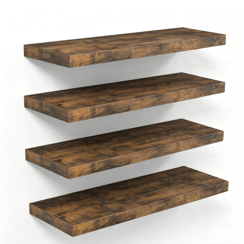 Floating Wall Shelves, Rustic Wood Wall Mounted Shelves, Decorative Display Shelf, Wall Storage Rack