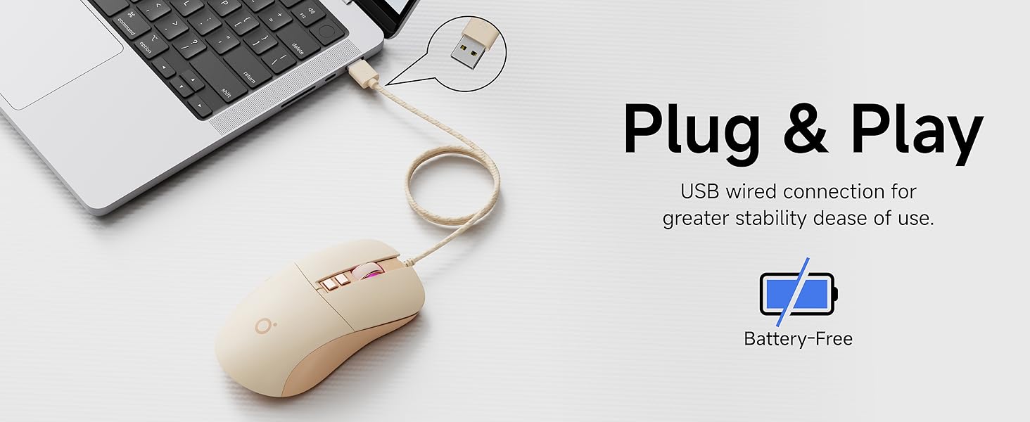 Wired Gaming Mouse, 7-Button Ergonomic Computer Corded USB Mouse with 2400 DPI, 4 Adjustment Levels