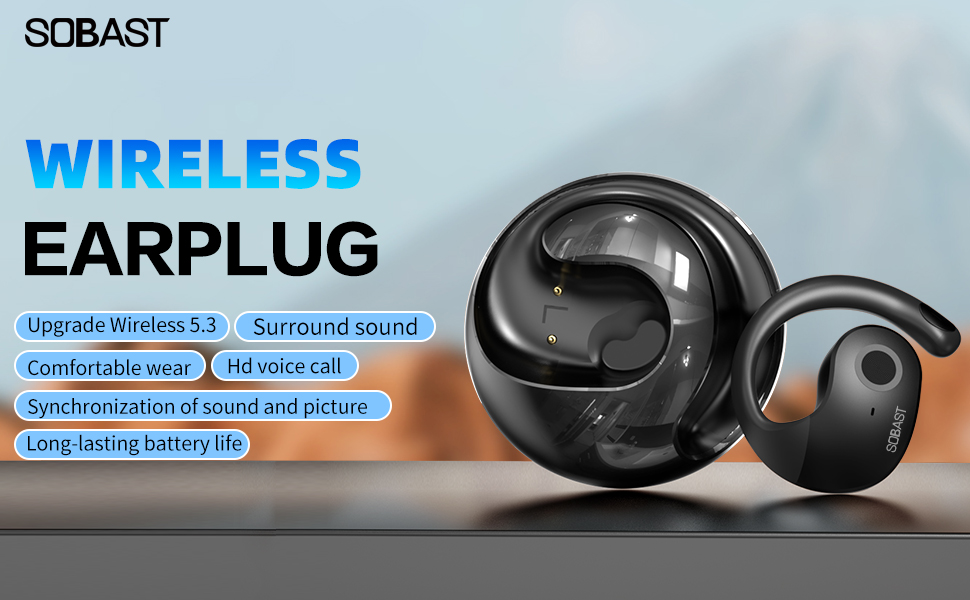 SOBAST open headset, ultra-comfortable, lightweight design, fit the ear, ergonomic earhooks, powerf