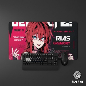 Extended XXL 35.4 x 15.7 inch anime desk mat holding a full keyboard and mouse.