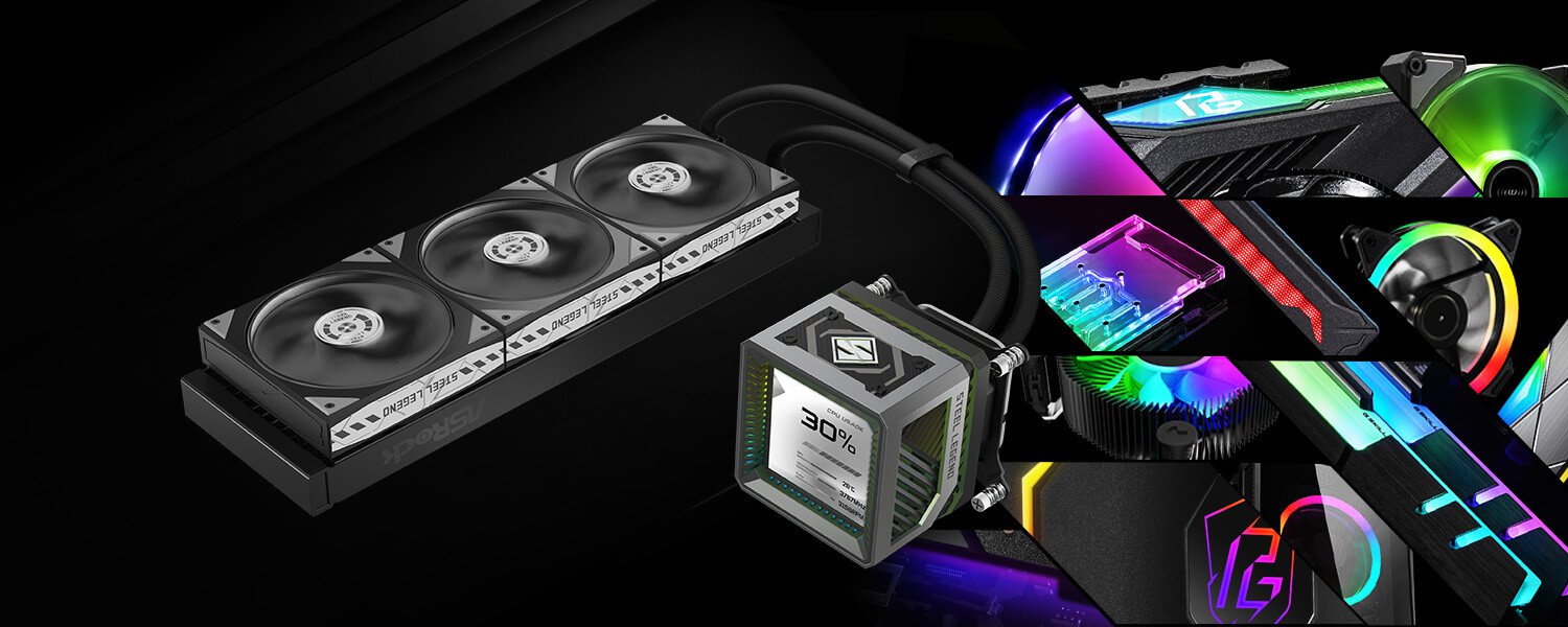 ASRock AIO Steel Legend Dark 360 LCD Liquid Cooler