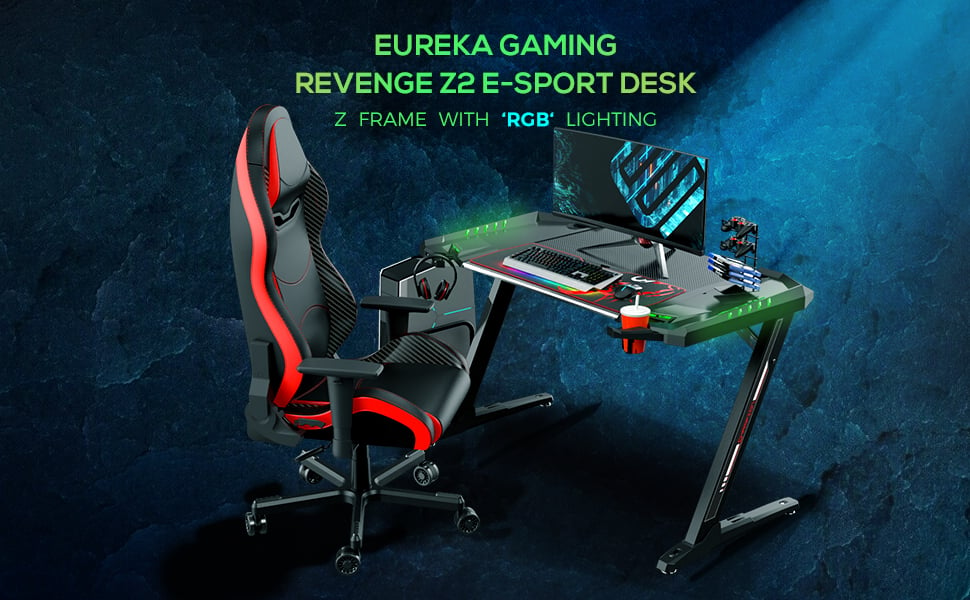 Eureka Ergonomic® Z2 55” Gaming Desk - Gaming Desk for Console 