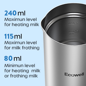 ECOWELL 4 in 1 Electric Milk Frother, Stainless Steel, Portable