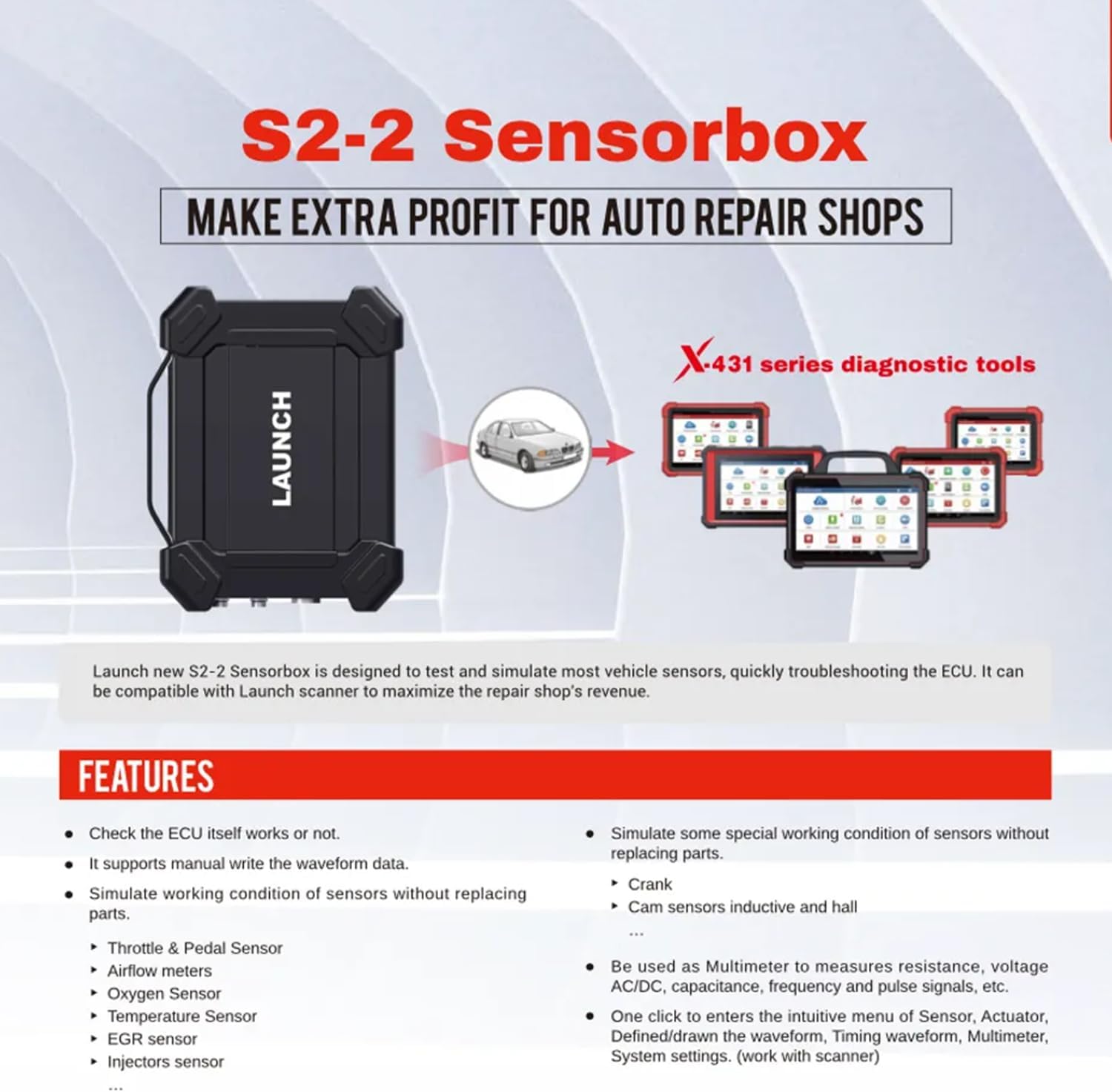 LAUNCH X431 Sensor Simulator and Tester 2 Channels Digital S2-2 Sensorbox