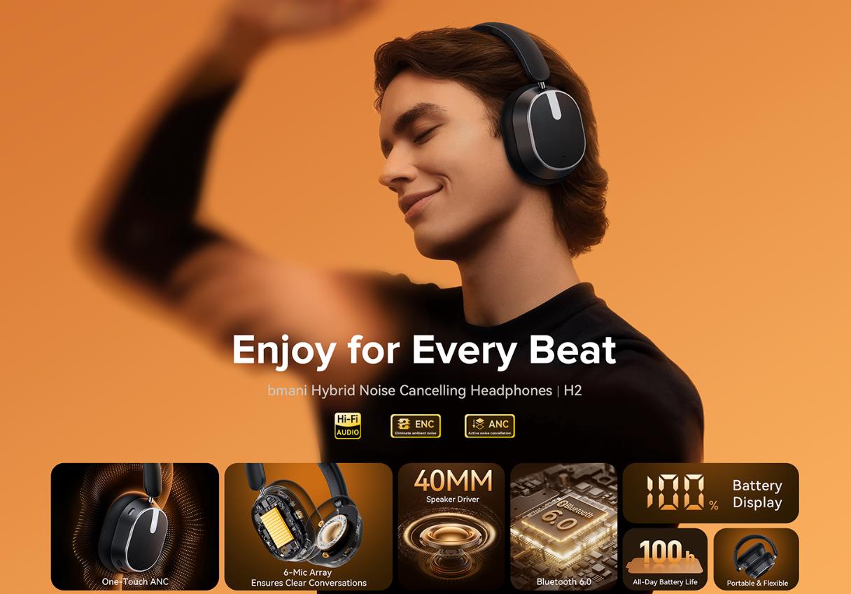 Active Noise Cancelling Headphones,120H Playtime Bluetooth 6.0 Wireless Headphones