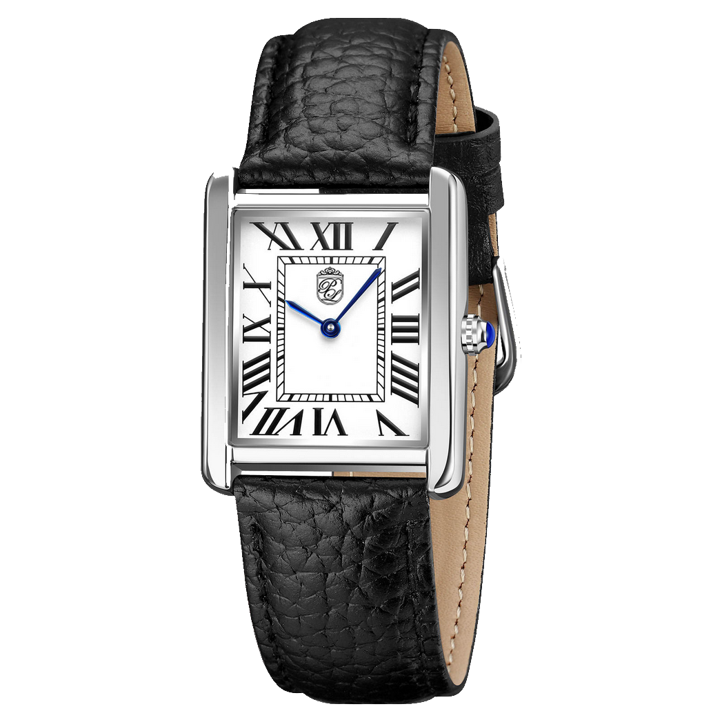 Pierre Lucerne 1888 Swiss Designed Vintage Style Mens Tank Dress Watch In Black Leather