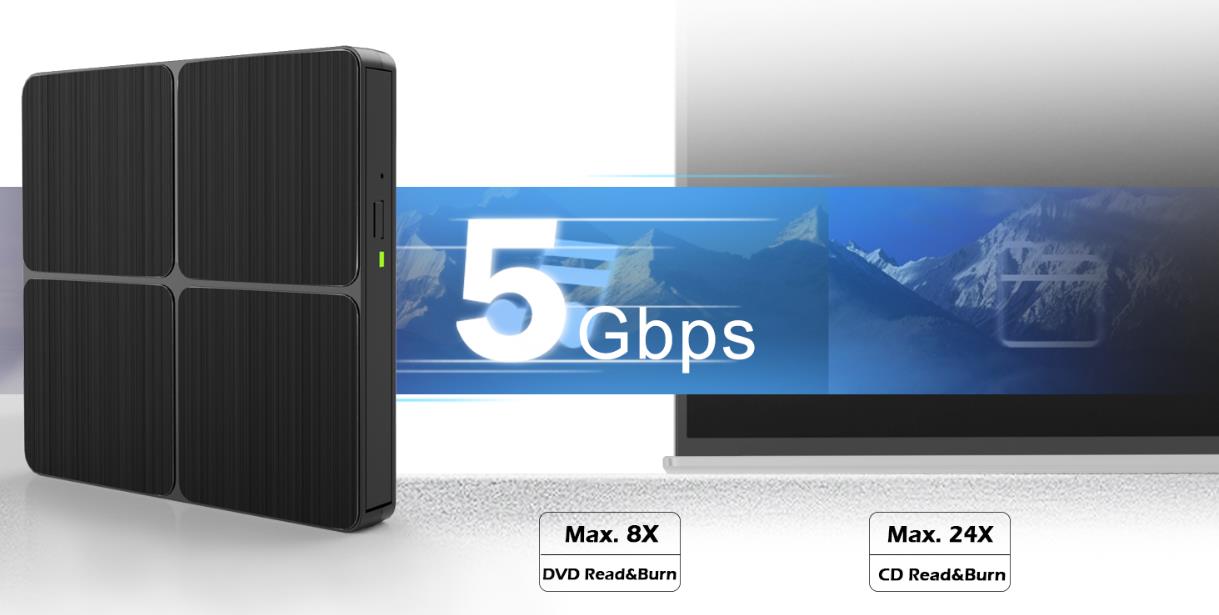 External CD/DVD Drive for Laptop, USB 3.0 Type-C External DVD Drive Portable DVD Player for Laptop,