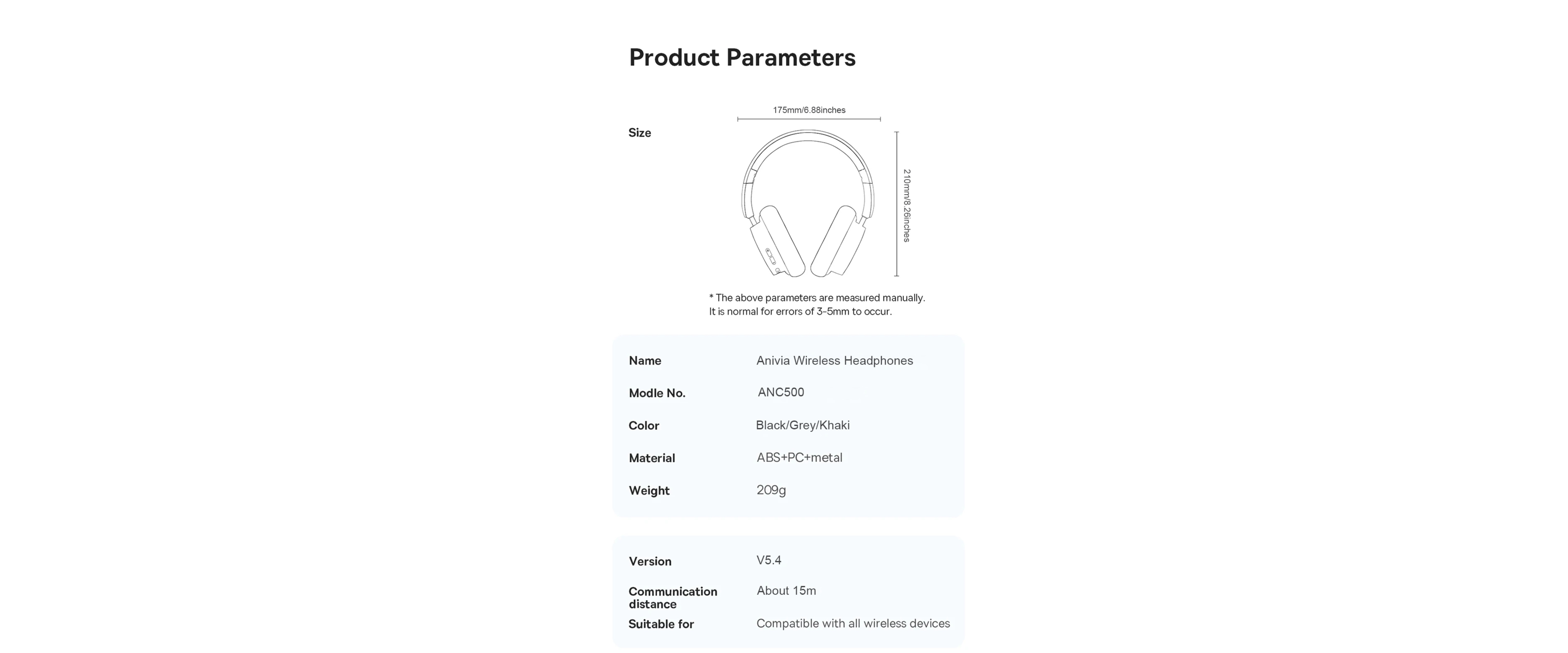 Anivia ANC500,wireless headphones,specs,Bluetooth 5.4