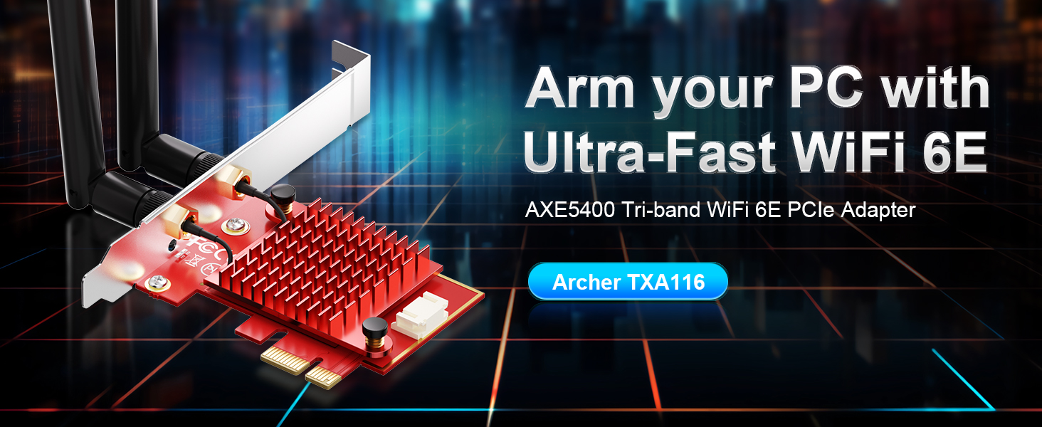 WiFi 6E PCIe Card | In-t-el AX210 Chip | 5400Mbps Tri-Band 2.4GHz/5GHz/6GHz WiFi Adapter| Bluetooth