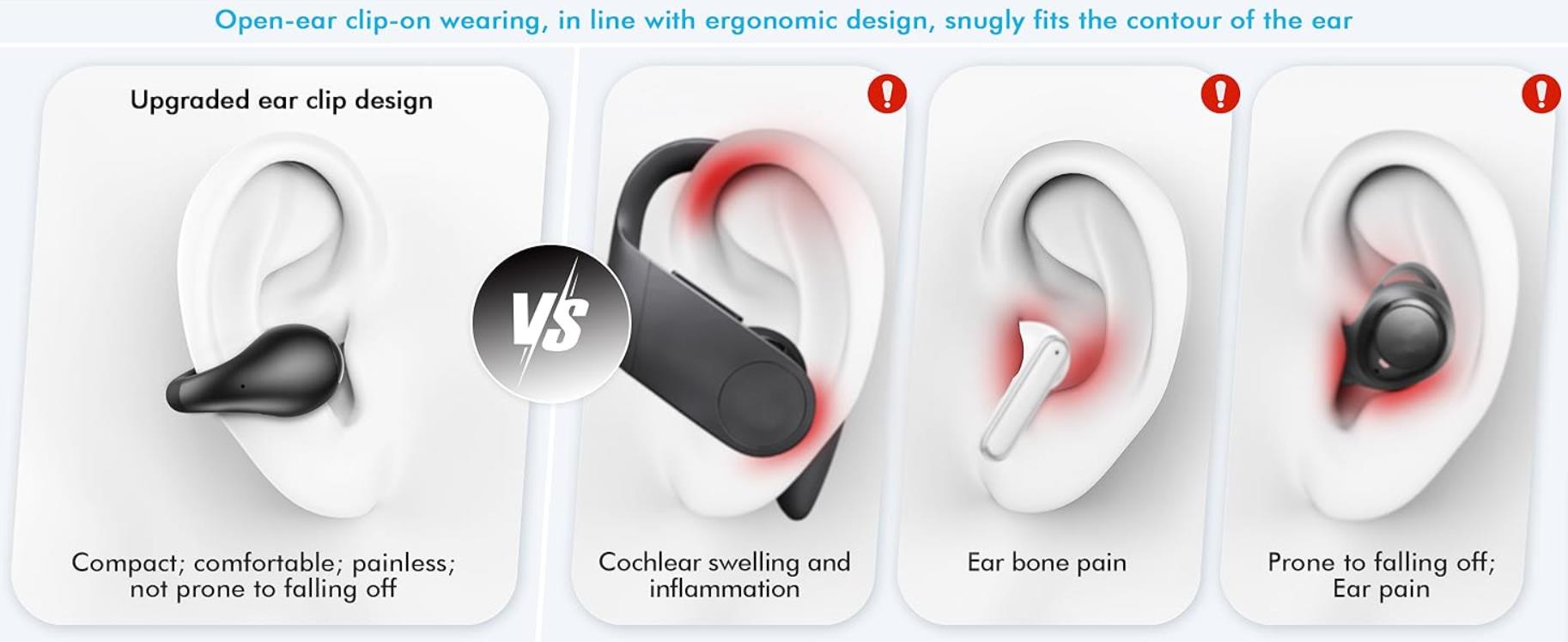 Wireless Earbuds - Open Ear Headphones Wireless, Bone Conduction Earbuds With Mic