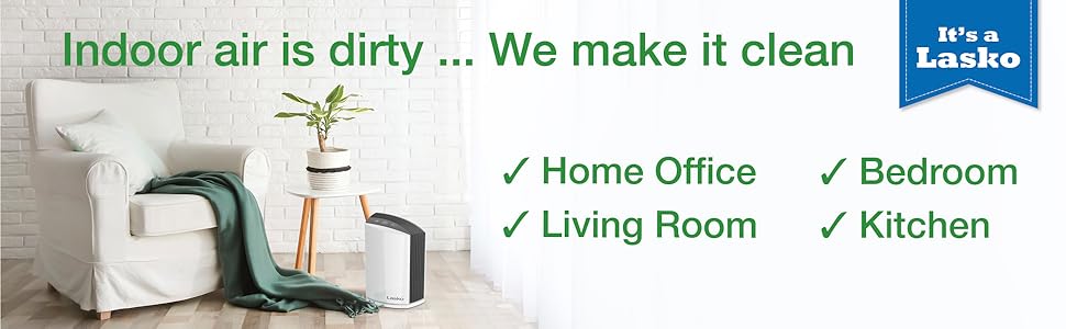 Lasko LP200 Portable Home Office 3 Speed Desktop Air Purifier Machine