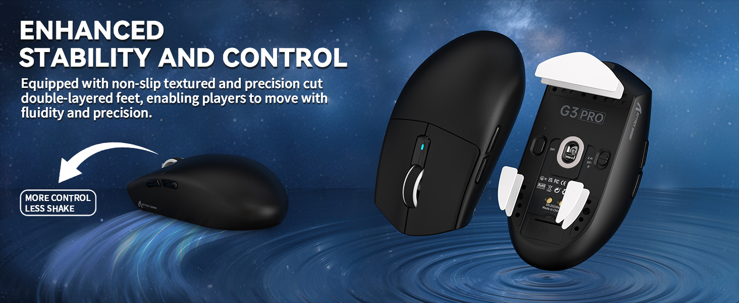 Wireless Gaming Mouse with Magnetic Charging Dock, PixArt PAW3311 Sensor, Tri-Mode Wireless Mouse, B