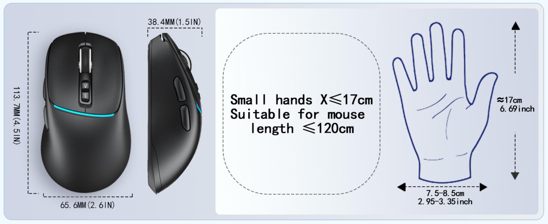 Bluetooth Wireless Mouse Dual Bluetooth & 2.4GHz USB Receiver, 4 DPI Levels