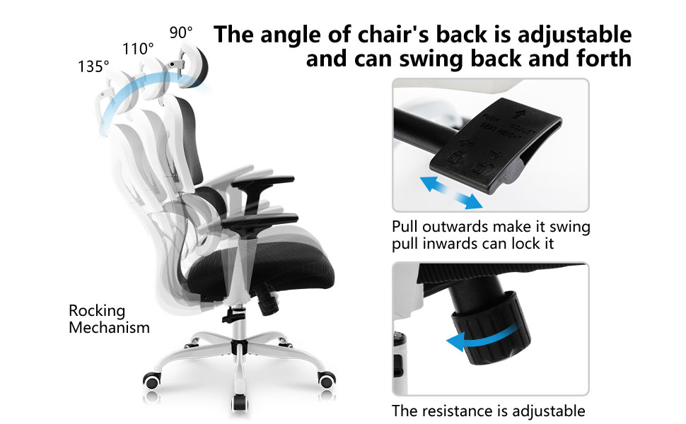 Ergonomic Black Mesh High Back Office Chair With Adjustable Lumbar Sup –  Kerdom